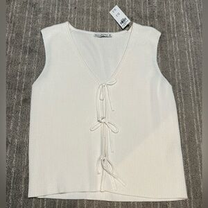 NWT Abercrombie & Fitch White Tie Knit Vest Tank Top M